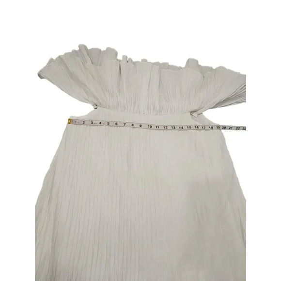 Zara White Off Shoulder Ruffle Pleated Dress Size XL - Picture 7 of 9